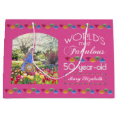 Grand Sac Cadeau 50e anniversaire des plus fabuleux gemmes rose (Devant)