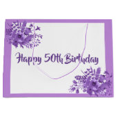 Grand Sac Cadeau 50e anniversaire floraux violets (Devant)