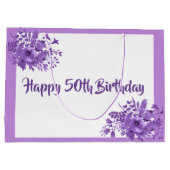 Grand Sac Cadeau 50e anniversaire floraux violets (Dos)