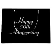 Grand Sac Cadeau 50e Anniversaire Noir avec Modèle blanc Giftbag (Devant)