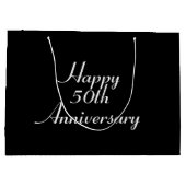 Grand Sac Cadeau 50e Anniversaire Noir avec Modèle blanc Giftbag (Dos)
