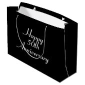 Grand Sac Cadeau 50e Anniversaire Noir avec Modèle blanc Giftbag (Dos Angle)