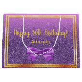 Grand Sac Cadeau 50e anniversaire violet rose parties scintillant n (Devant)