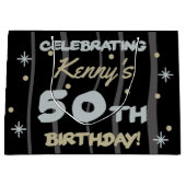 Grand Sac Cadeau 50th Birthday Party Ajouter votre nom (Devant)