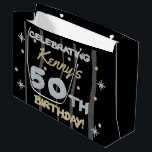 Grand Sac Cadeau 50th Birthday Party Ajouter votre nom<br><div class="desc">Fêtez un anniversaire important avec ces fournitures personnalisables de fête d'anniversaire!</div>