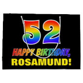 Grand Sac Cadeau 52e anniversaire : Bold, amusant, simple, arc-en-c (Dos)