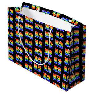 Grand Sac Cadeau 52e anniversaire : Fun Rainbow Event Numéro 52 Mot