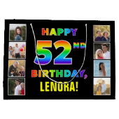 Grand Sac Cadeau 52e anniversaire : Rainbow Text, Custom Photos & N (Dos)