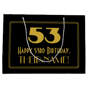 Grand Sac Cadeau 53e anniversaire — Art Déco Inspiré Look "53" & No