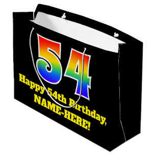 Grand Sac Cadeau 54e anniversaire ~ Amusant, coloré, Vibrant, Arc-e