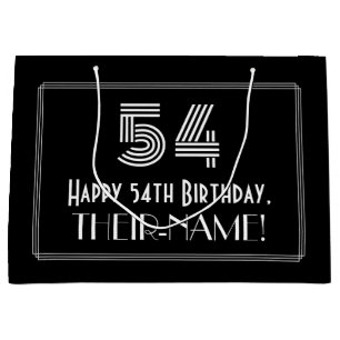 Grand Sac Cadeau 54e anniversaire — Art Déco Inspiré Look "54" & No