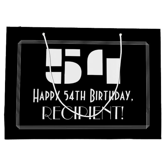 Grand Sac Cadeau 54e anniversaire ~ Art Déco Inspiré Look "54" + No (Dos)