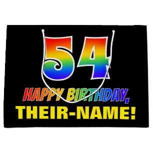 Grand Sac Cadeau 54e anniversaire : Bold, amusant, simple, arc-en-c