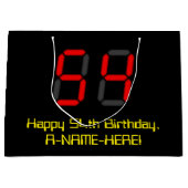 Grand Sac Cadeau 54e anniversaire : Rouge Digital Clock Style "54"  (Devant)