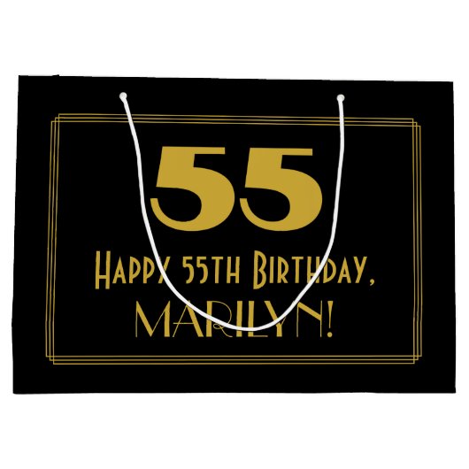 Grand Sac Cadeau 55e anniversaire — Art Déco Inspiré Look "55" & No (Dos)