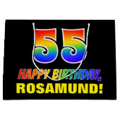 Grand Sac Cadeau 55e anniversaire : Bold, amusant, simple, arc-en-c (Devant)