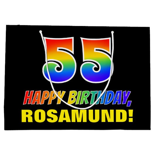 Grand Sac Cadeau 55e anniversaire : Bold, amusant, simple, arc-en-c (Dos)