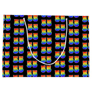 Grand Sac Cadeau 55e anniversaire : Fun Rainbow Event Numéro 55 Mot