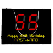 Grand Sac Cadeau 55ème anniversaire : Rouge Digital Clock Style "55 (Dos)