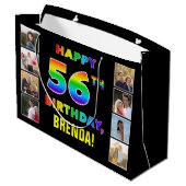 Grand Sac Cadeau 56e anniversaire : Rainbow Text, Custom Photos & N (Dos Angle)