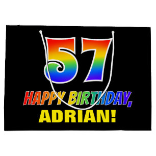 Grand Sac Cadeau 57e anniversaire : Bold, amusant, simple, arc-en-c