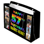 Grand Sac Cadeau 57e anniversaire : Rainbow Text, Custom Photos & N (Dos Angle)