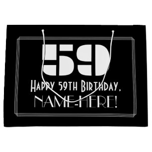 Grand Sac Cadeau 59e anniversaire ~ Apparence inspirée d'Art Déco "