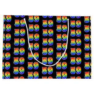 Grand Sac Cadeau 59e anniversaire : Fun Rainbow Event Numéro 59 Mot