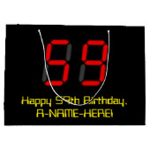 Grand Sac Cadeau 59e anniversaire : Rouge Digital Clock Style "59" (Dos)