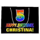 Grand Sac Cadeau 5e anniversaire : Bold, amusant, simple, arc-en-ci (Dos)