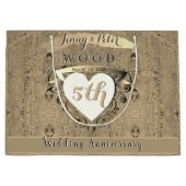 Grand Sac Cadeau 5e anniversaire du Mariage de bois (Devant)