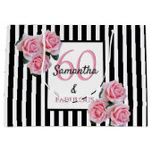 Grand Sac Cadeau 60 fabuleux flancs roses noirs blancs rayures (Devant)