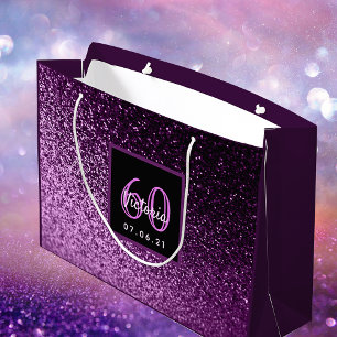 Grand Sac Cadeau 60e anniversaire 60 violet rose parties scintillan