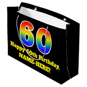 Grand Sac Cadeau 60e anniversaire ~ Amusant, coloré, dynamique, ar