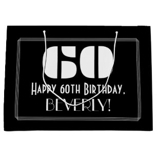 Grand Sac Cadeau 60e anniversaire ~ Art Déco Inspiré Look "60" + No