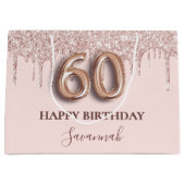 Grand Sac Cadeau 60e anniversaire blush rose rose or (Devant)