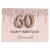 Grand Sac Cadeau 60e anniversaire blush rose rose or (Dos)