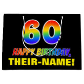 Grand Sac Cadeau 60e anniversaire : Bold, amusant, simple, arc-en-c (Devant)