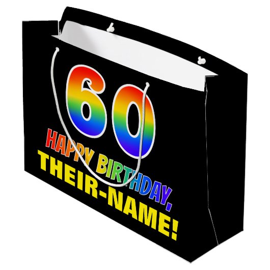 Grand Sac Cadeau 60e anniversaire : Bold, amusant, simple, arc-en-c