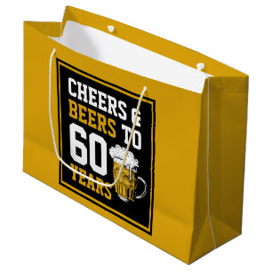 Grand Sac Cadeau 60e anniversaire Cheers & Bières à 60 ans