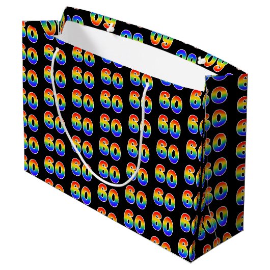 Grand Sac Cadeau 60e anniversaire : Fun Rainbow Numéro d'événement  (Dos Angle)