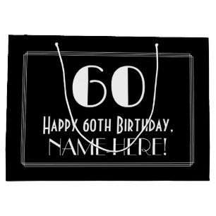 Grand Sac Cadeau 60e anniversaire : Style Art Déco inspiré "60",