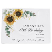 Grand Sac Cadeau 60e anniversaire Sunflower Eucalyptus Party (Devant)
