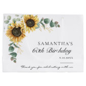 Grand Sac Cadeau 60e anniversaire Sunflower Eucalyptus Party (Dos)