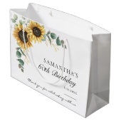 Grand Sac Cadeau 60e anniversaire Sunflower Eucalyptus Party (Dos Angle)