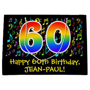 Grand Sac Cadeau 60e anniversaire - Symboles de musique colorée, a