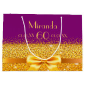 Grand Sac Cadeau 60e anniversaire violet or nom élégant (Dos)