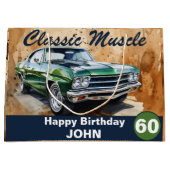 Grand Sac Cadeau 60e Anniversaire, Voiture Musculaire Classique Gra (Devant)