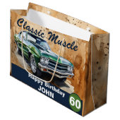 Grand Sac Cadeau 60e Anniversaire, Voiture Musculaire Classique Gra (Devant Angle)