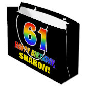 Grand Sac Cadeau 61e anniversaire : Bold, amusant, simple, arc-en-c (Dos Angle)